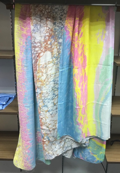 Marbled painted silk scarves made in Vietnam